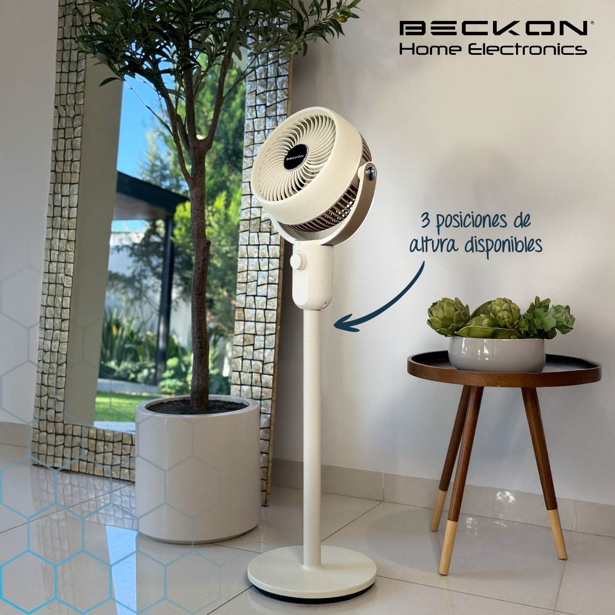 Foto 6 pulgar | Ventilador De Pedestal Decorativo Premium Beckon Bv-45star Alta Potencia 27cm De Diámetro 3 Posiciones De Altura Os