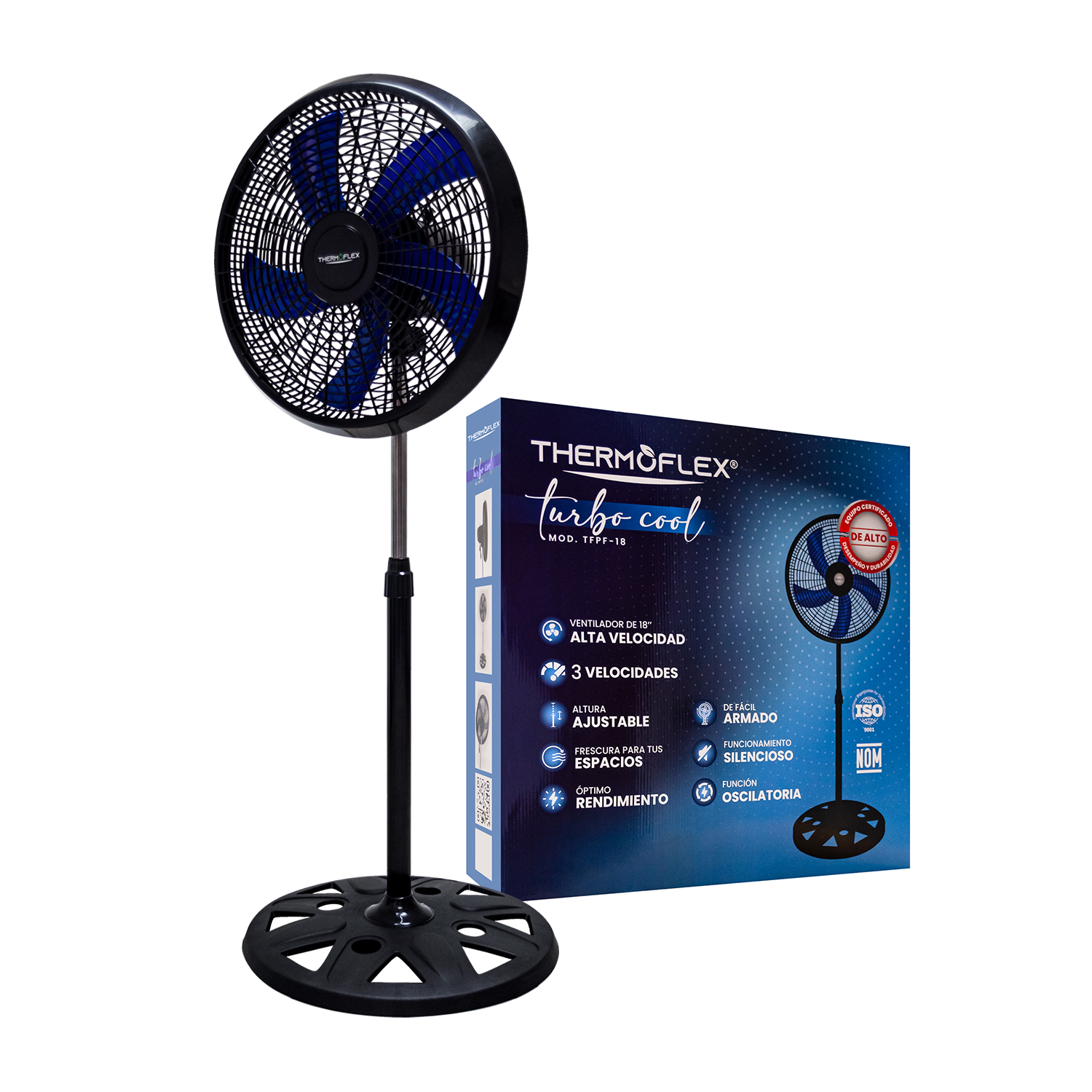Foto 4 pulgar | Ventilador Thermoflex Tfpf-18 Oscilante De Pedestal, 18 Pulgadas, 3 Velocidades, 5 Aspas