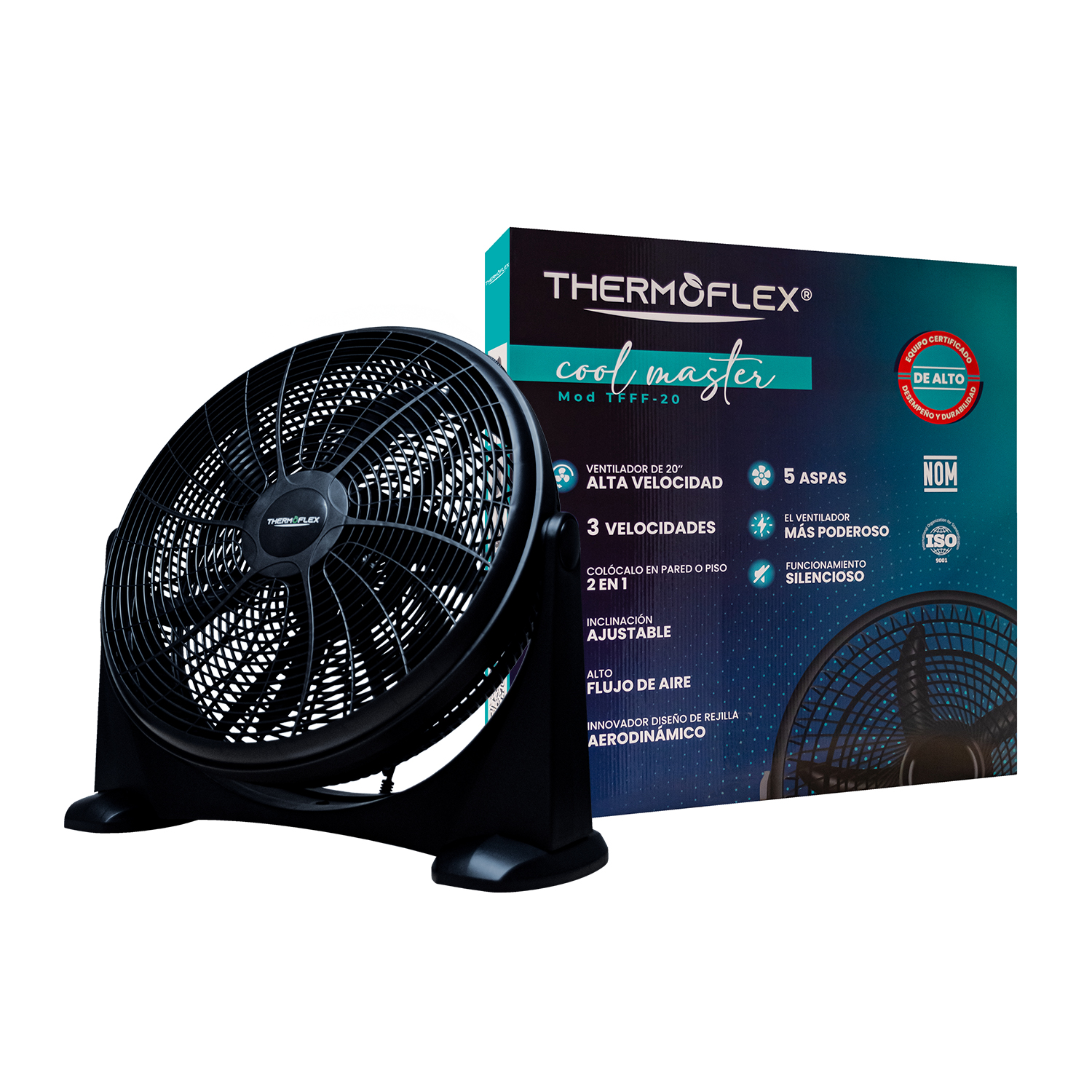 Foto 4 pulgar | Ventilador Thermoflex Tfff-20 De Piso, 20 Pulgadas, 3 Velocidades, 5 Aspas
