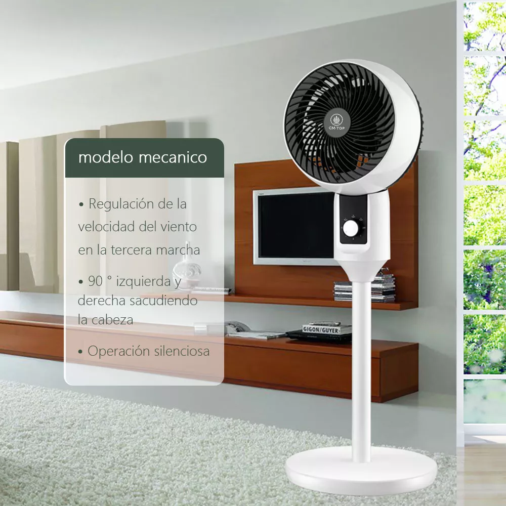 Foto 5 pulgar | Ventilador De Pedestal Silencioso Circulación De Aire Con 3 Velocidades