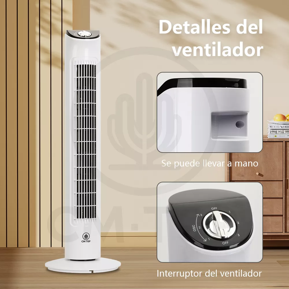 Foto 2 pulgar | Ventilador De Torre Silencioso 3 Velocidades Oscilante Portátil
