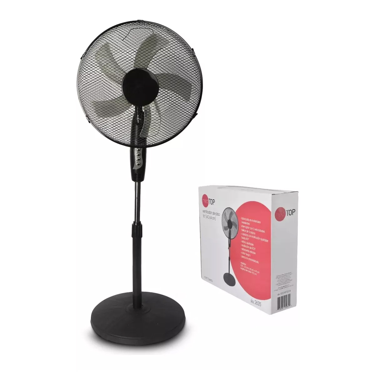 Foto 1 | Entilador De Piso 16 Pulg 3 Vel Giro 90° Ajustable Cantidad De Aspas 5 Negro