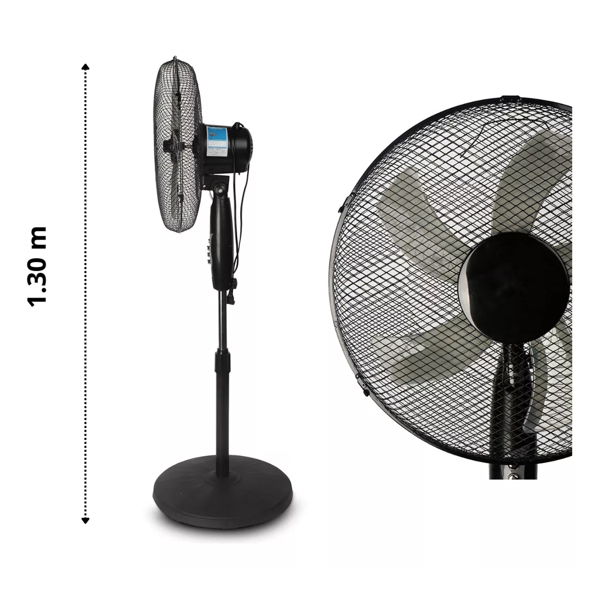 Foto 4 pulgar | Entilador De Piso 16 Pulg 3 Vel Giro 90° Ajustable Cantidad De Aspas 5 Negro
