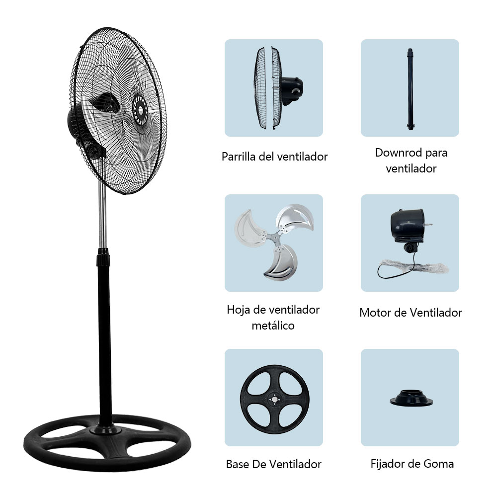 Foto 5 pulgar | Ventilador De Pie Con 3 Palas De Metal