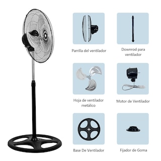Foto 4 | Ventilador De Pie Con 3 Palas De Metal