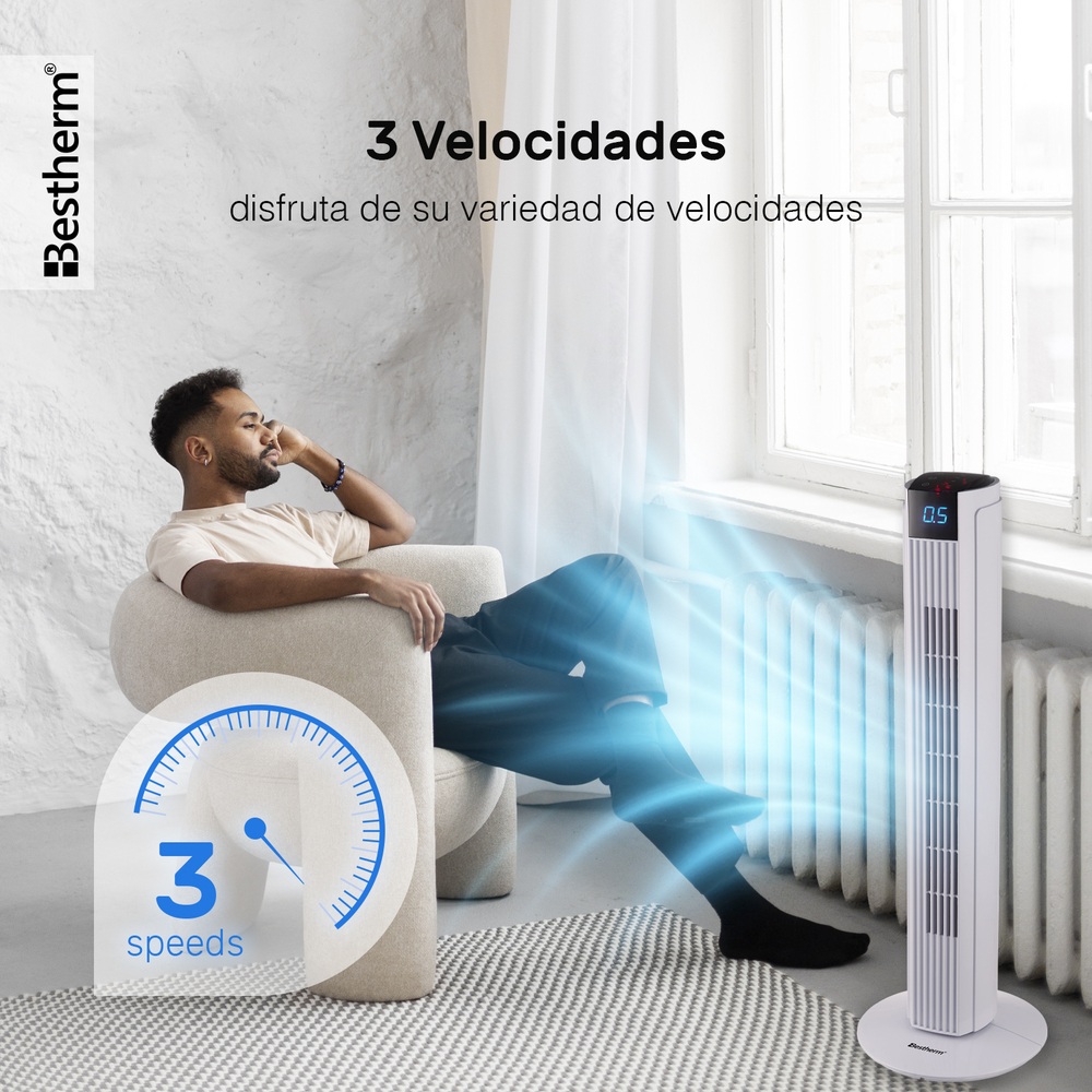 Foto 9 pulgar | Ventilador de Torre Bestherm FZ30-48YR-LED con Pantalla Led y Control Remoto