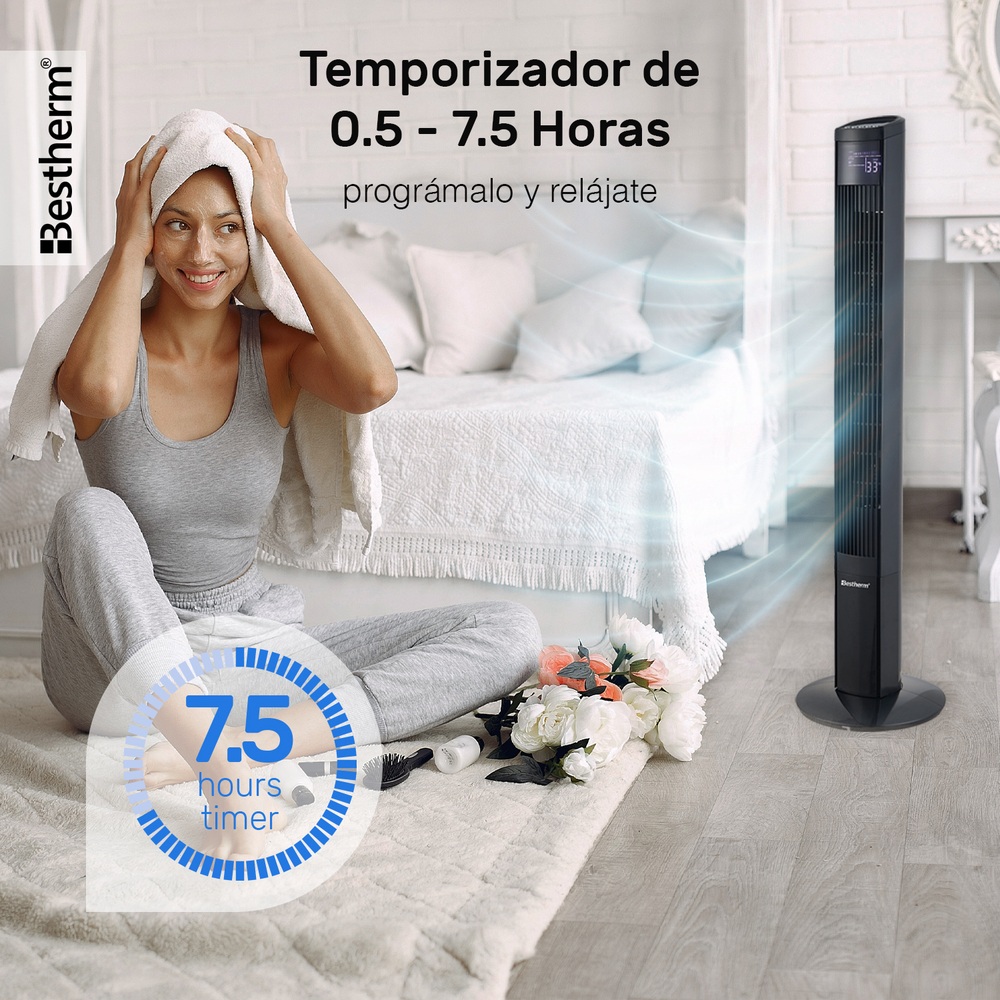 Foto 8 pulgar | Ventilador De Torre Bestherm Fz46-48wrs-led De 46'' Con Pantalla Led Y Control Remoto