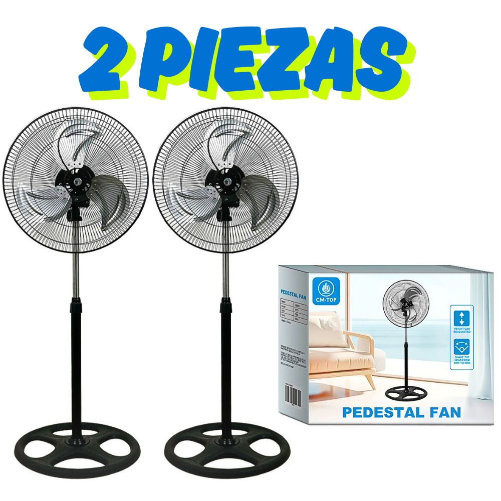 Foto 4 pulgar | 2pcs Ventilador De Pedestal Industrial Cm-top 19 Pulgadas 3 Velocidades Aspas Metálica Color Negro