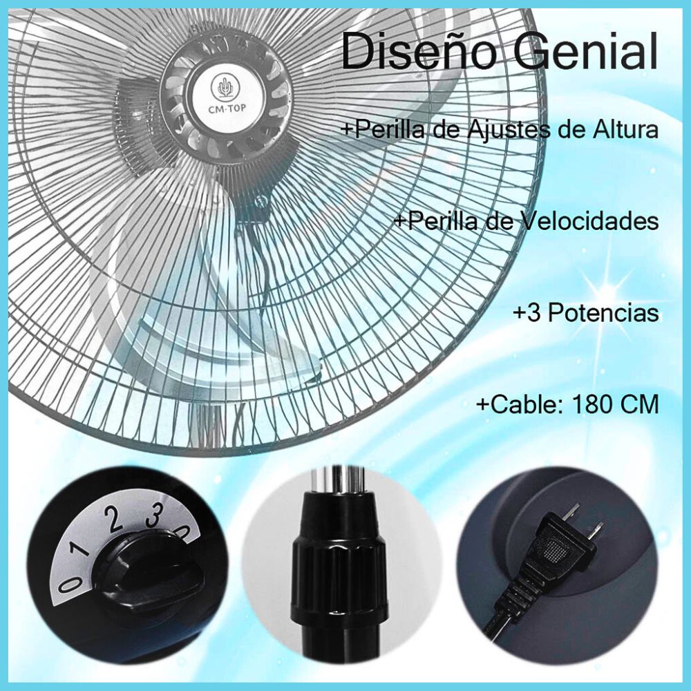 Foto 8 pulgar | 2pcs Ventilador De Pedestal Industrial Cm-top 19 Pulgadas 3 Velocidades Aspas Metálica Color Negro