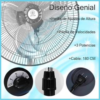 Foto 7 | 2pcs Ventilador De Pedestal Industrial Cm-top 19 Pulgadas 3 Velocidades Aspas Metálica Color Negro