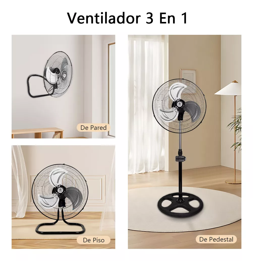 Foto 4 pulgar | Ventilador Industrial 3 En 1 De Pie Pared Piso