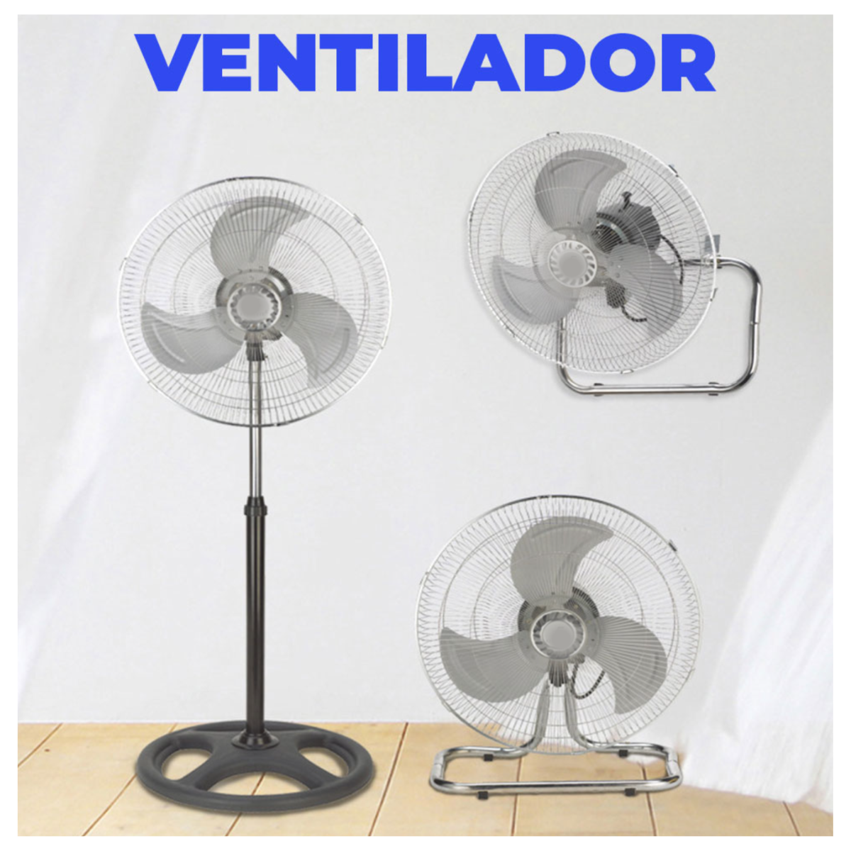 Foto 7 pulgar | Ventilador De 18'' Pedestal, Piso Pared Con 3 Velocidades