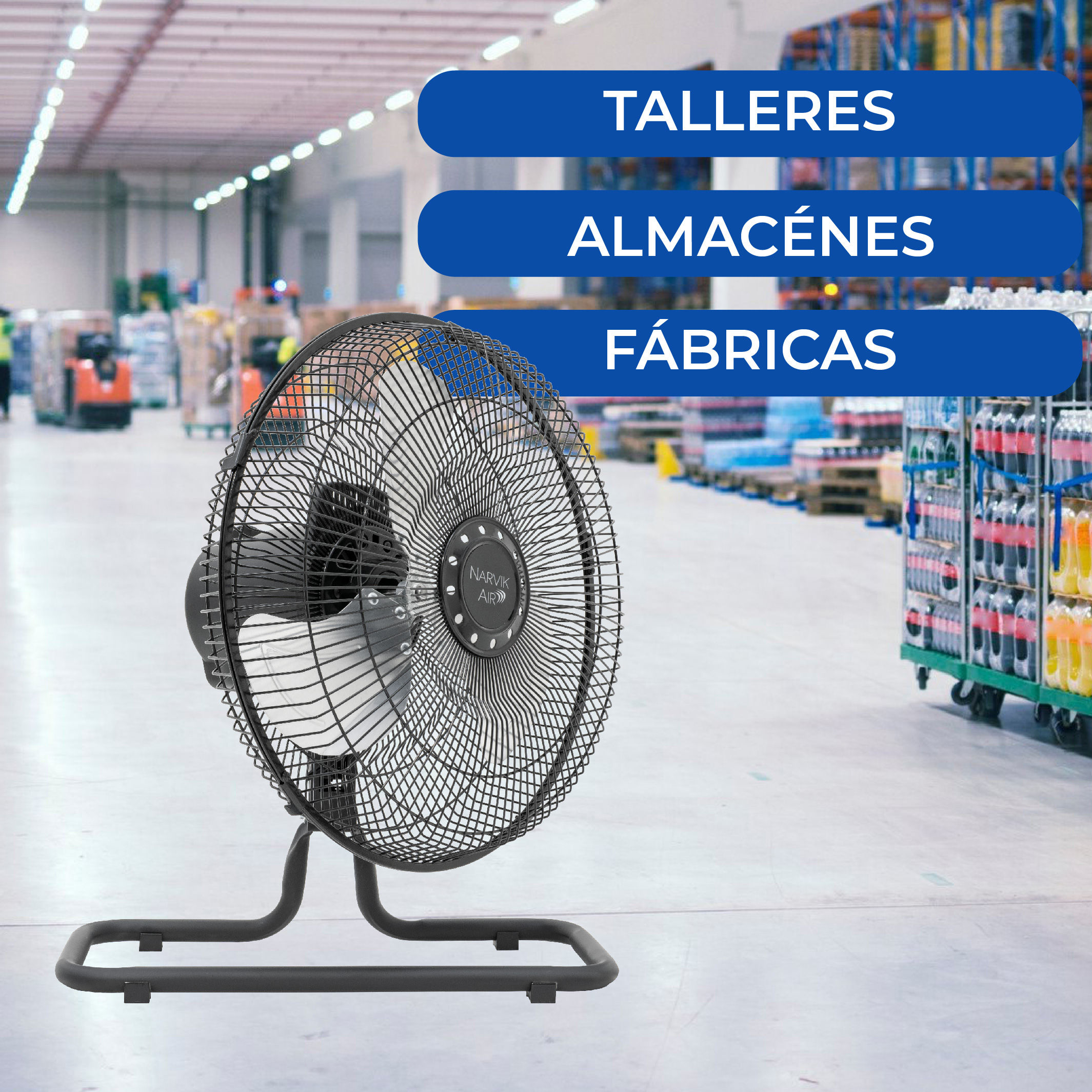 Foto 6 | Narvik Ventilador De 12 Pulgadas Industrial 2 En 1: Piso Y Pared 55w Con Aspas De Aluminio Oscilación De 90°