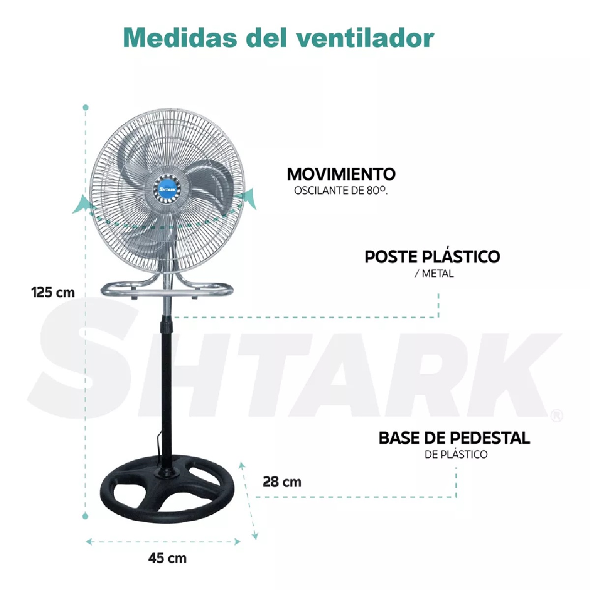 Foto 4 pulgar | 2 Ventiladores Shtark 18 Pulg Pedestal Piso Pared 3 en 1 Metálicos