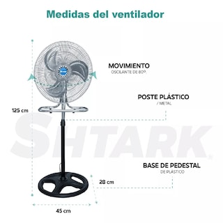 Foto 3 | 2 Ventiladores Shtark 18 Pulg Pedestal Piso Pared 3 en 1 Metálicos