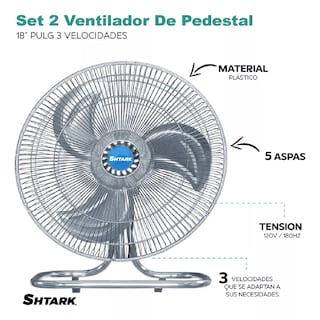 Foto 4 | 2 Ventiladores Shtark 18 Pulg Pedestal Piso Pared 3 en 1 Metálicos