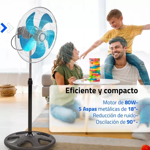 Foto 7 pulgar | Set De 2 Ventilador 3 En 1 Super Potente De 18 Pulgadas Con 5 Aspas Metálicas Turbo Giratorio Y Ajustable De Piso Y Pa