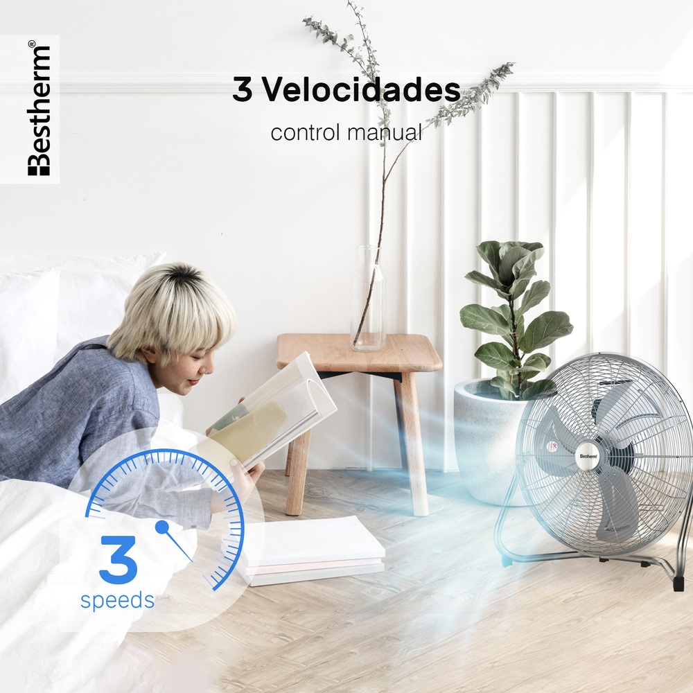 Foto 7 pulgar | Ventilador De Piso Bestherm Ge-50 Metálico 20 Pulgadas 3 Velocidades 127v