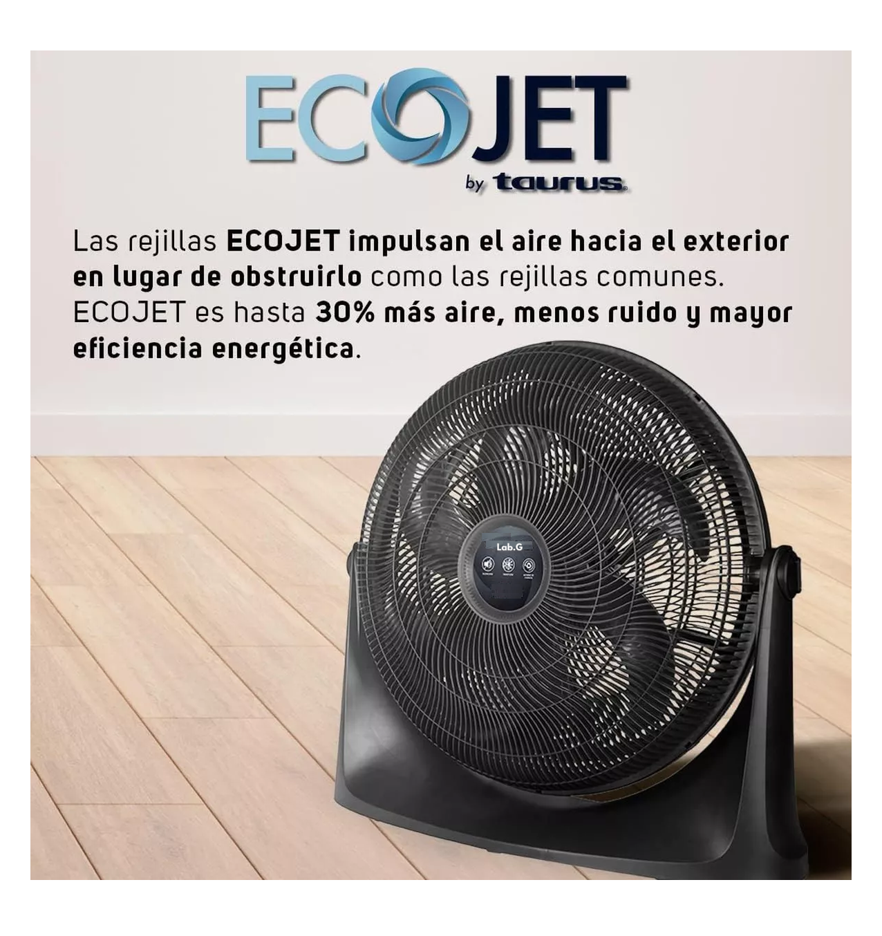 Foto 6 pulgar | Ventilador de Piso Negro Lab.g con Rejilla Plástica Aerodinámica 3 Velocidades