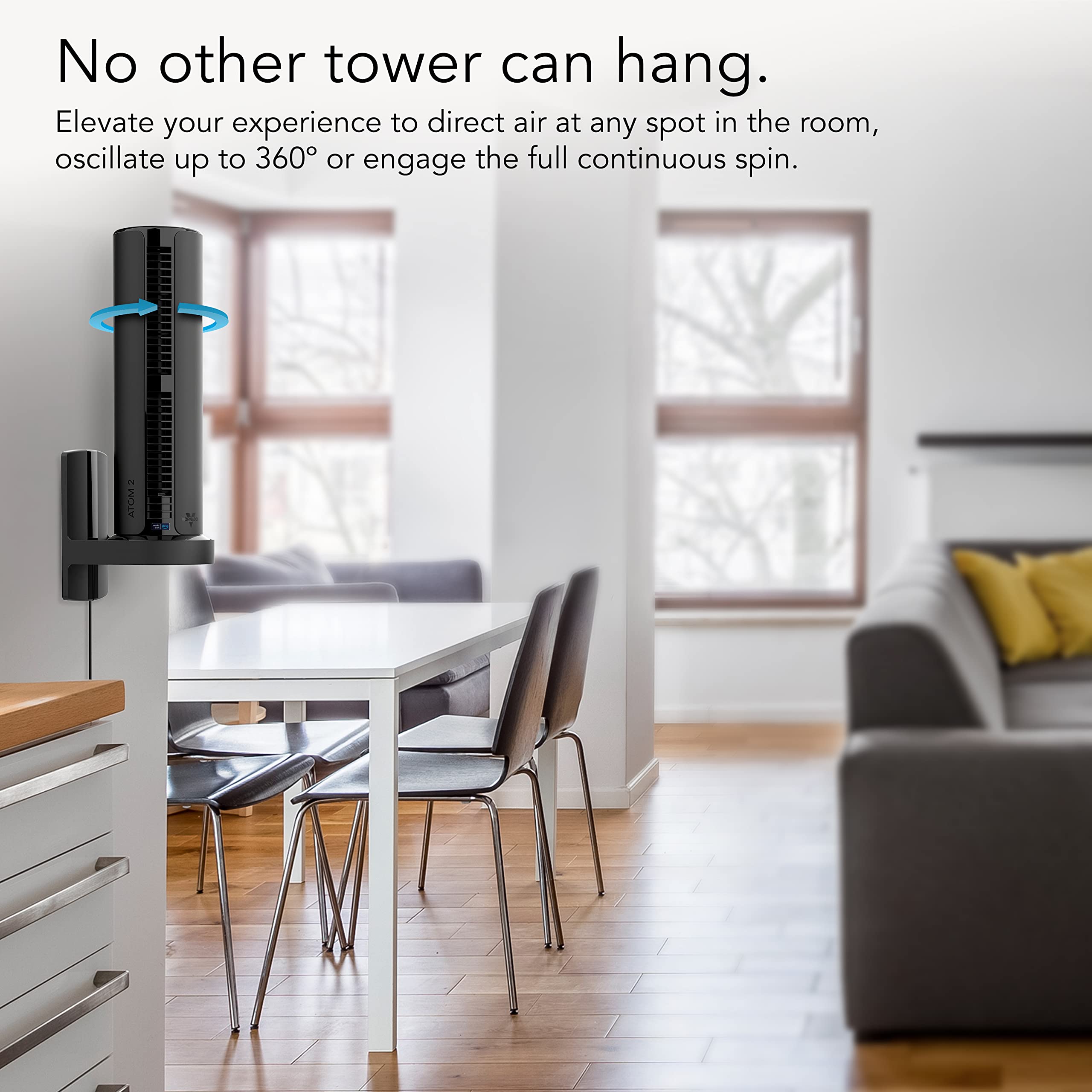 Foto 4 pulgar | Ventilador De Torre Vornado Atom 2w Ae Oscilante Con Soporte De Pared Negro - Venta Internacional.