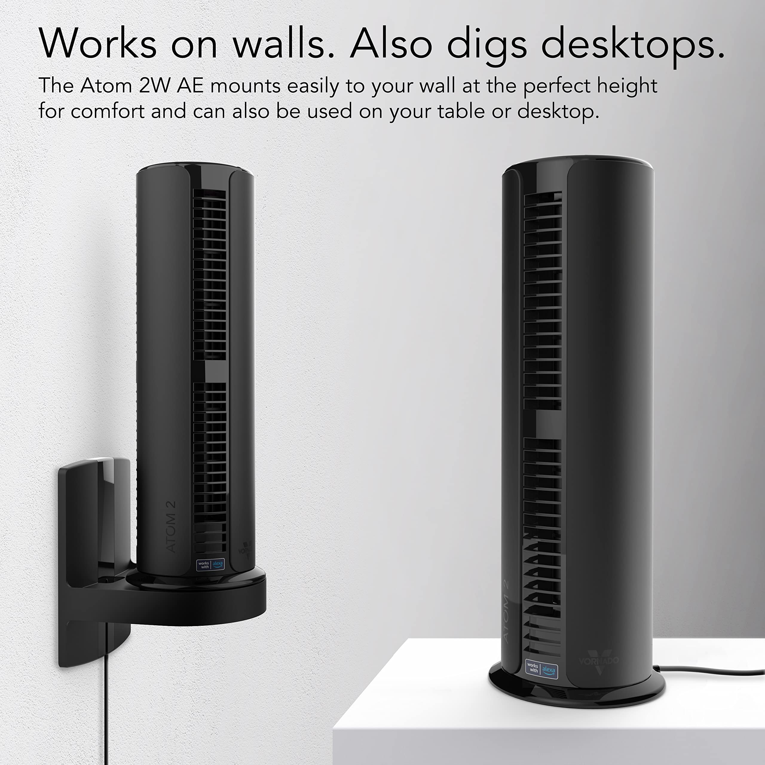 Foto 6 pulgar | Ventilador De Torre Vornado Atom 2w Ae Oscilante Con Soporte De Pared Negro - Venta Internacional.