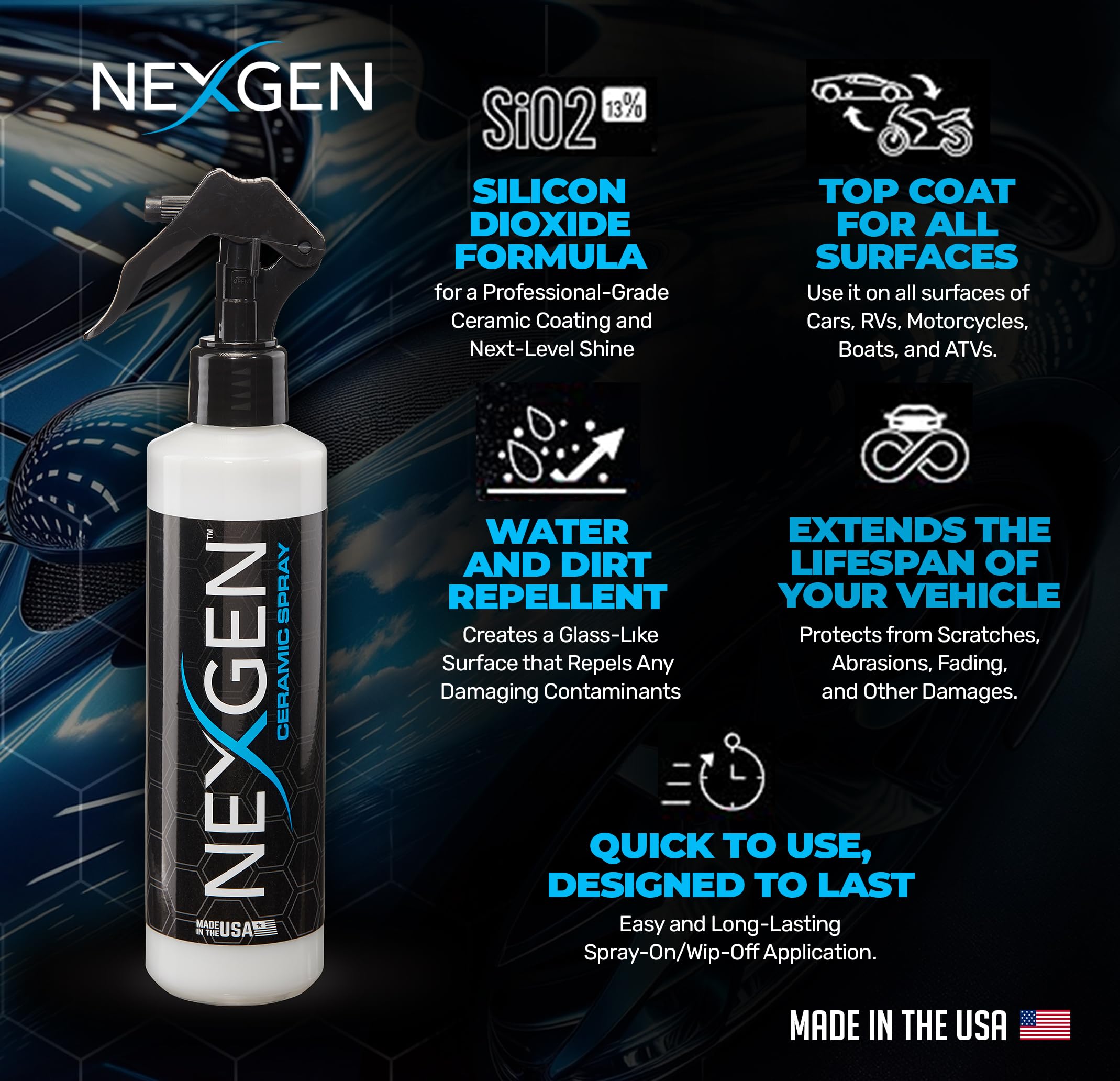 Foto 3 pulgar | Spray De Revestimiento Cerámico Nexgen Con Dióxido De Silicio, 473 Ml, Para Automóviles - Venta Internacional.