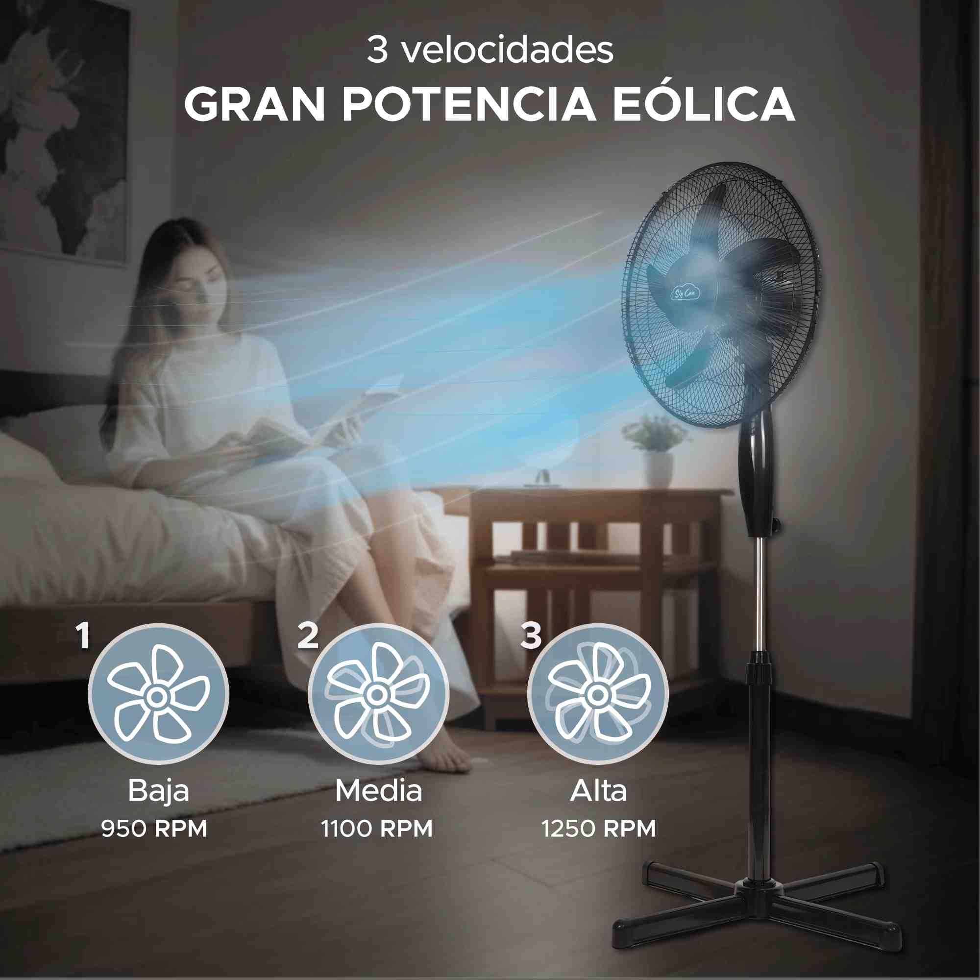 Foto 7 pulgar | Set 2 Ventiladores De Pedestal Sky Care 16'' Negro