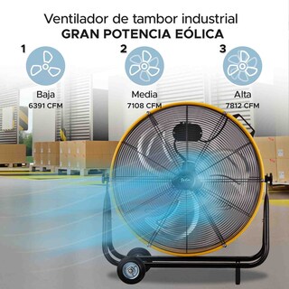 Foto 2 | Ventilador Industrial De Tambor Sky Care 24'' Color Amarillo 3 Aspas De Metal