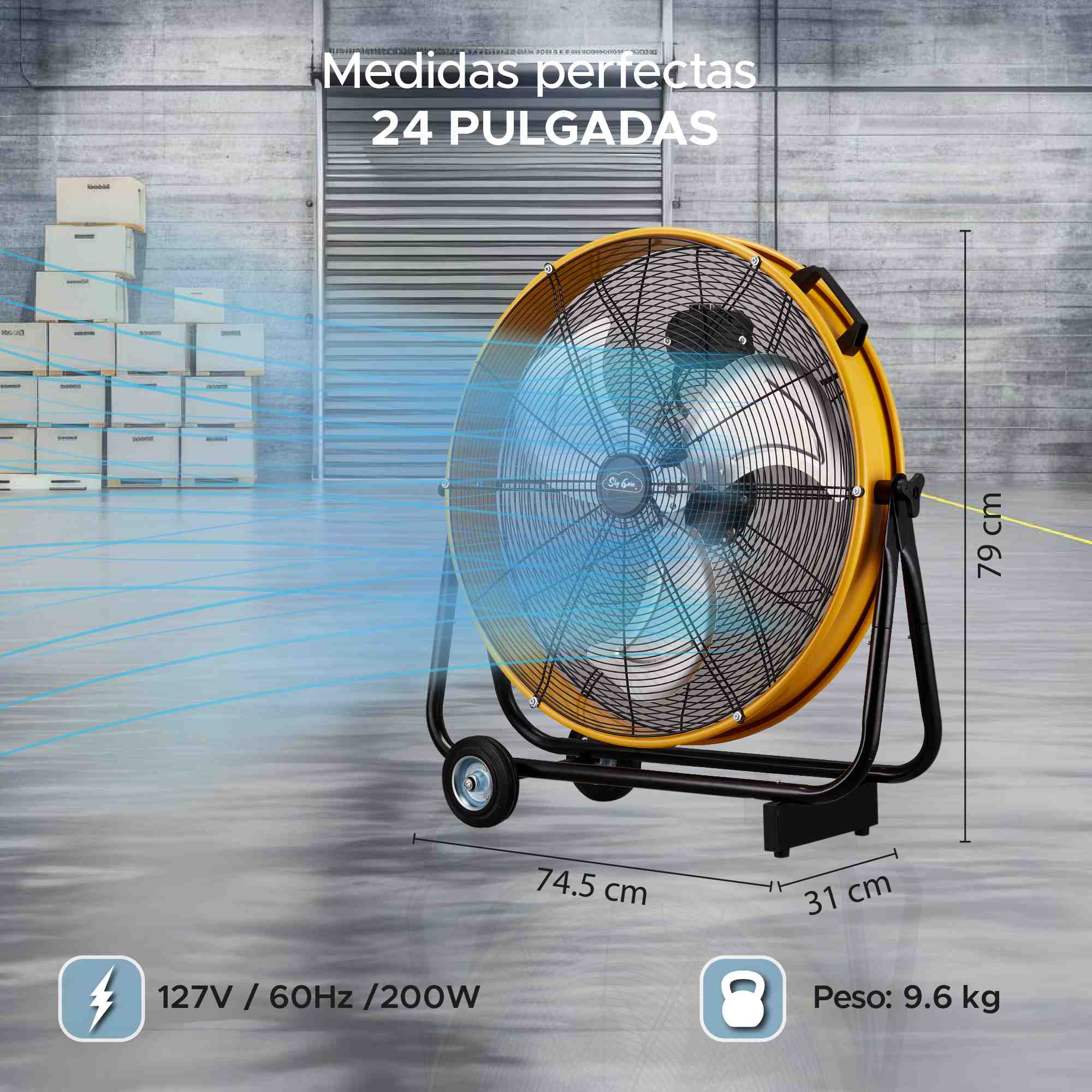 Foto 4 pulgar | Ventilador Industrial De Tambor Sky Care 24'' Color Amarillo 3 Aspas De Metal