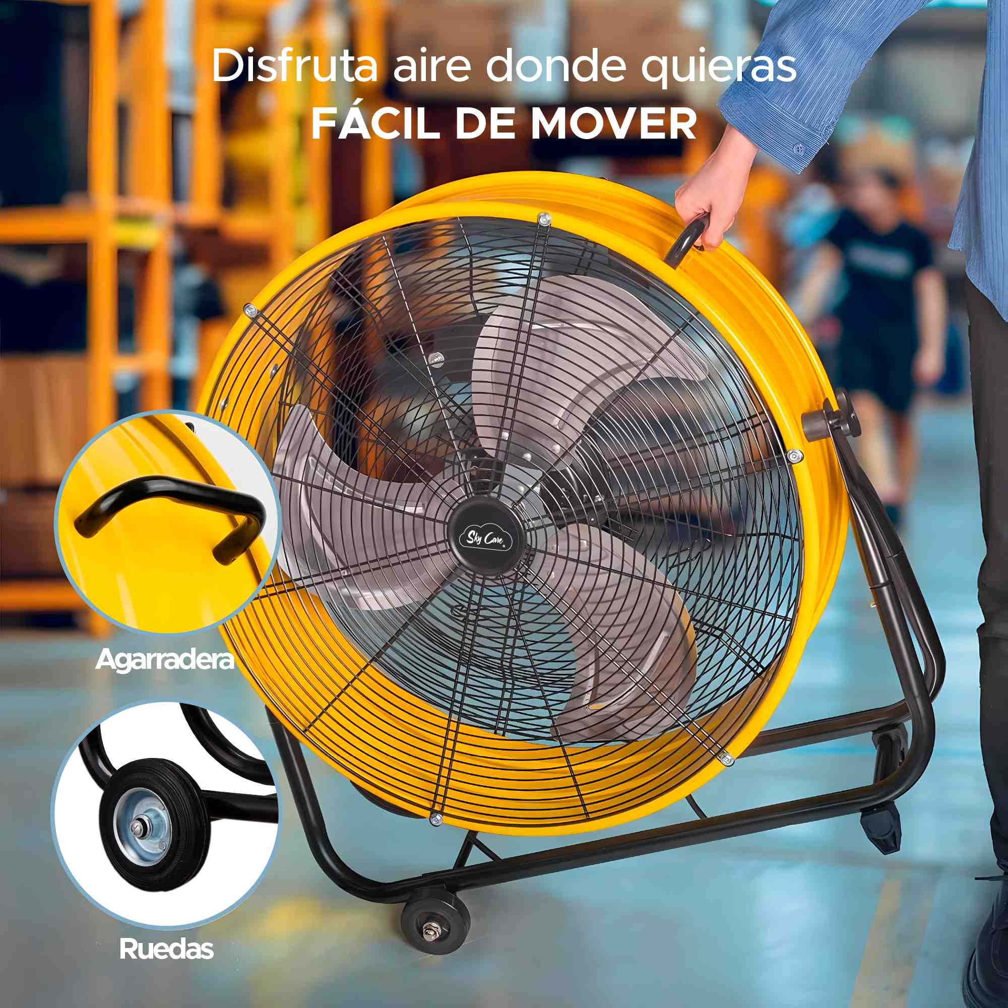Foto 7 pulgar | Ventilador Industrial De Tambor Sky Care 24'' Color Amarillo 3 Aspas De Metal