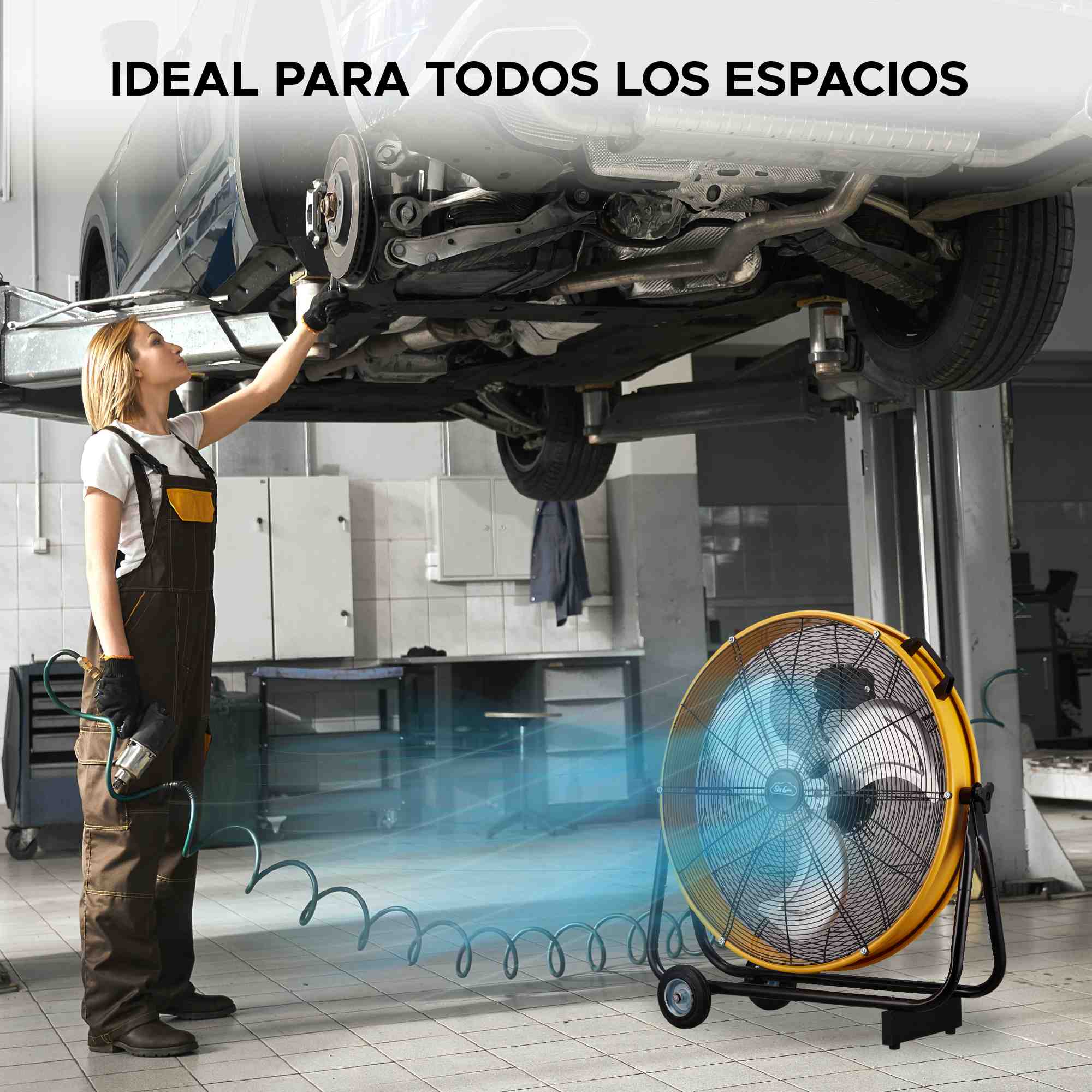 Foto 9 pulgar | Ventilador Industrial De Tambor Sky Care 24'' Color Amarillo 3 Aspas De Metal