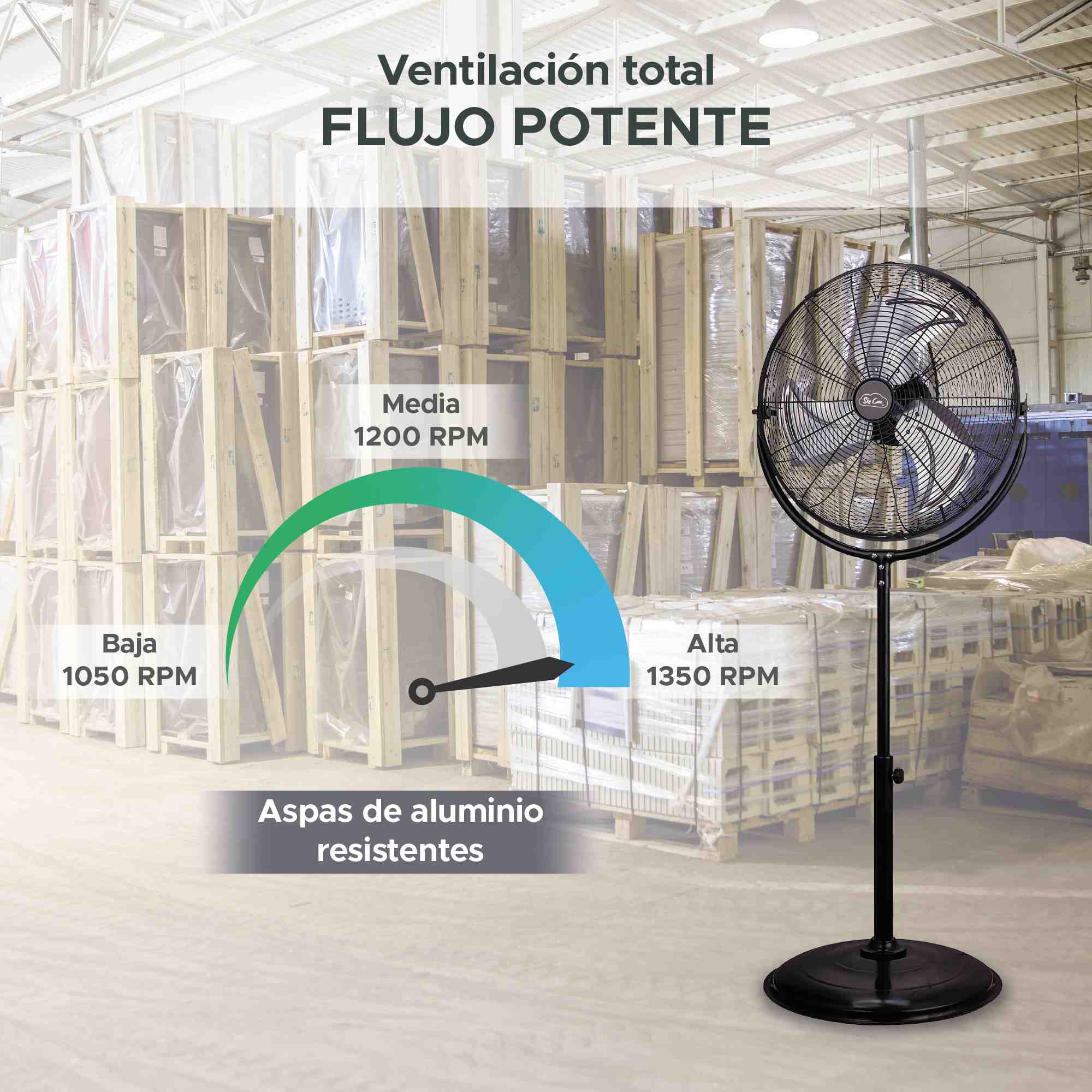 Foto 7 pulgar | Ventilador Industrial de Pedestal 20'' Negro