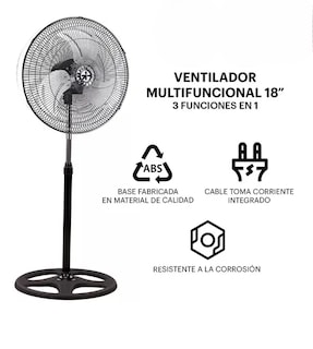 Foto 2 | Ventilador Xtellar 18 Pedestal Piso Pared 3 En 1 Aspas Metálica Estructura Negro
