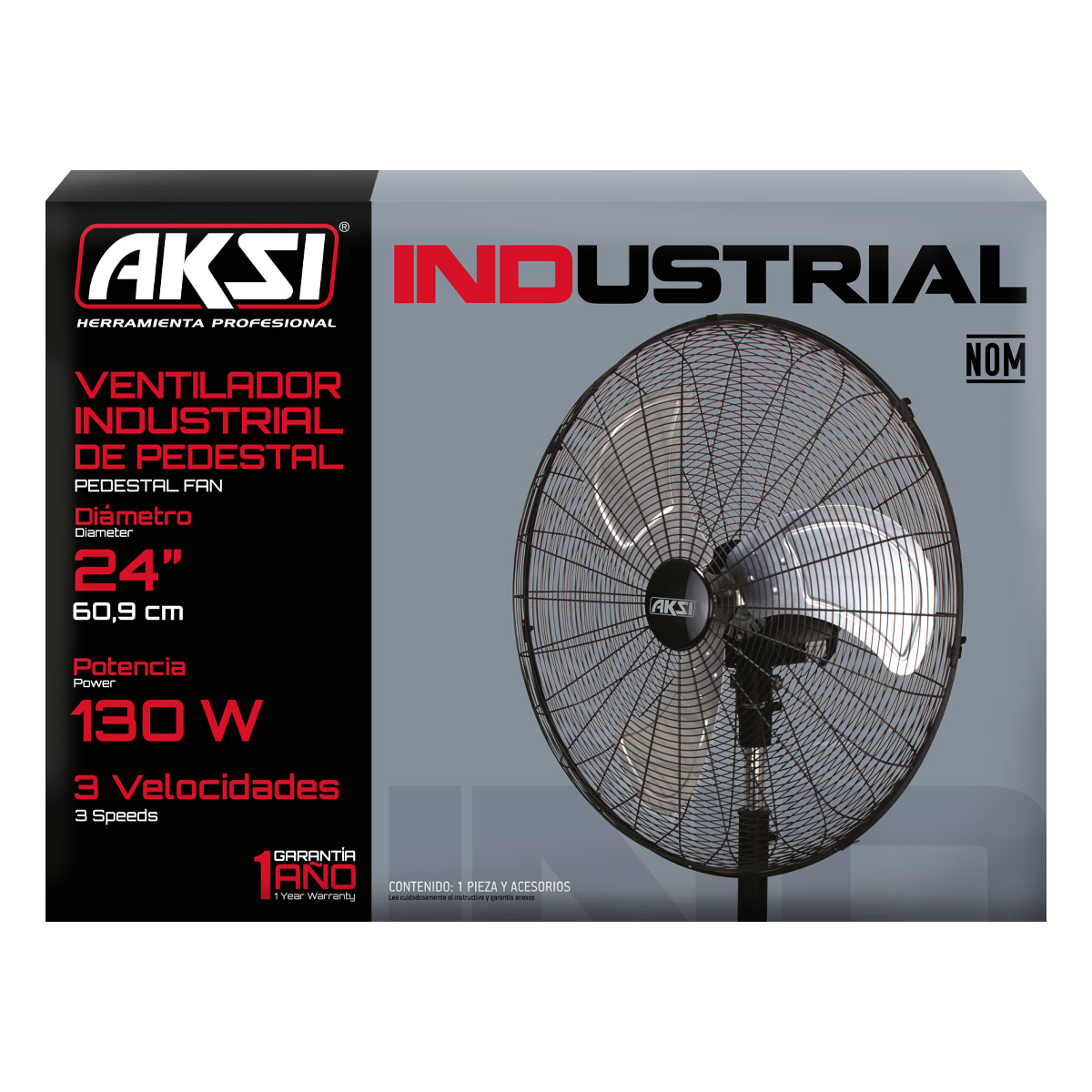 Foto 5 pulgar | Ventilador Pedestal Aksi 24 Pulg 3 Velocidades Industrial