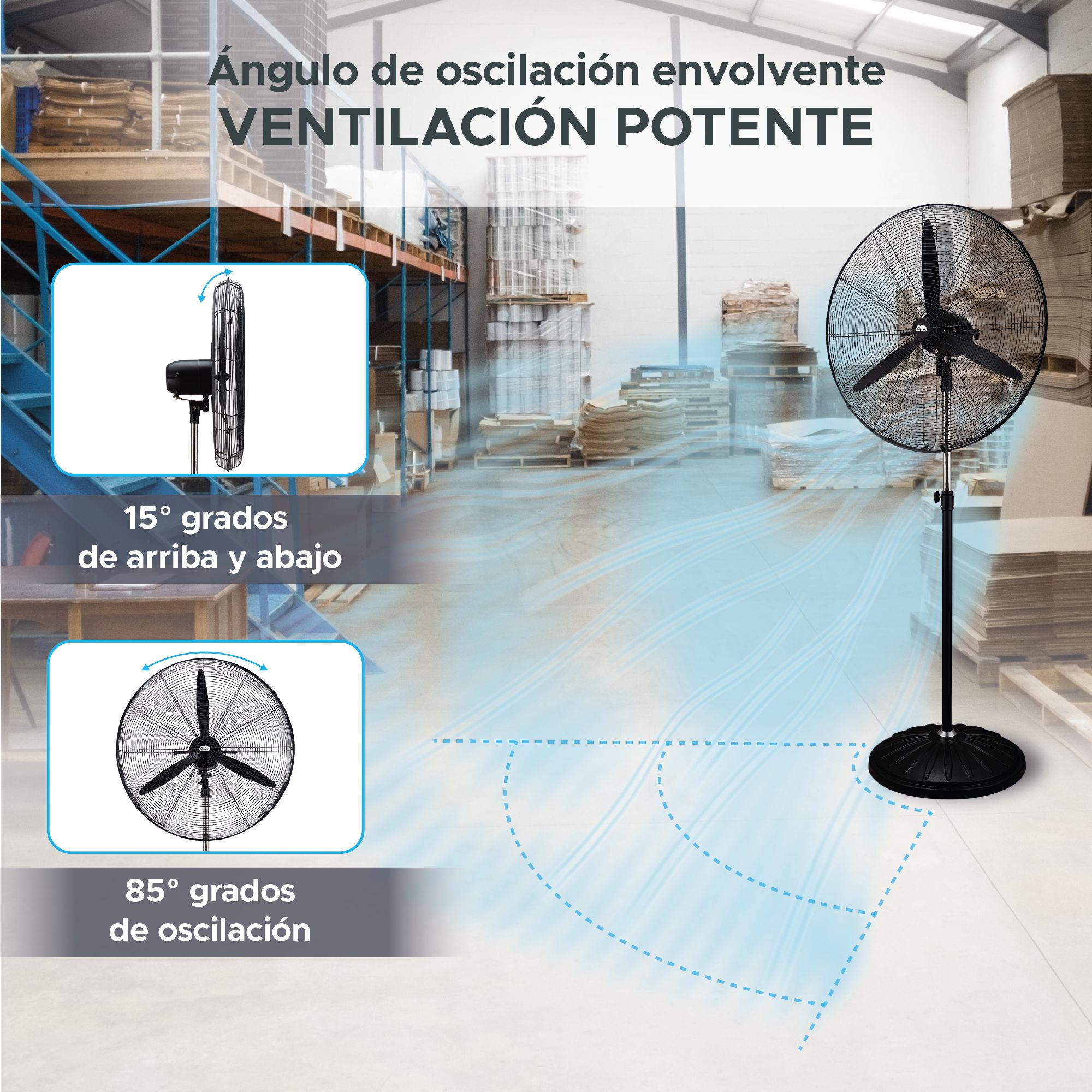 Foto 5 pulgar | Ventilador Industrial De Pedestal Sky Care 30'' Negro