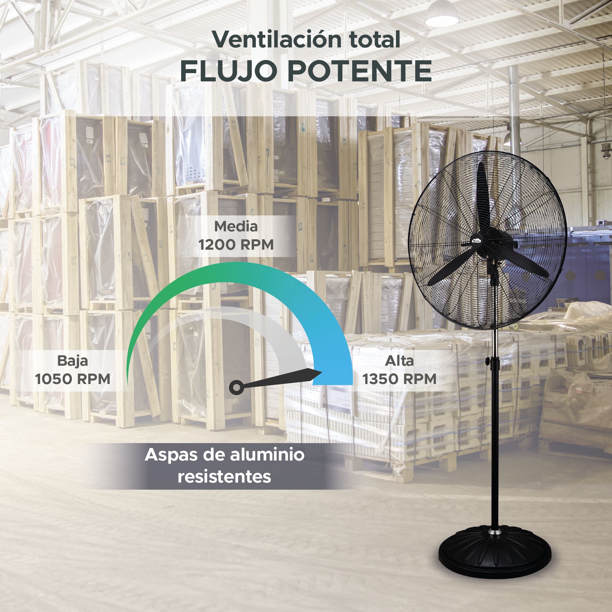 Foto 7 pulgar | Ventilador Industrial De Pedestal Sky Care 30'' Negro