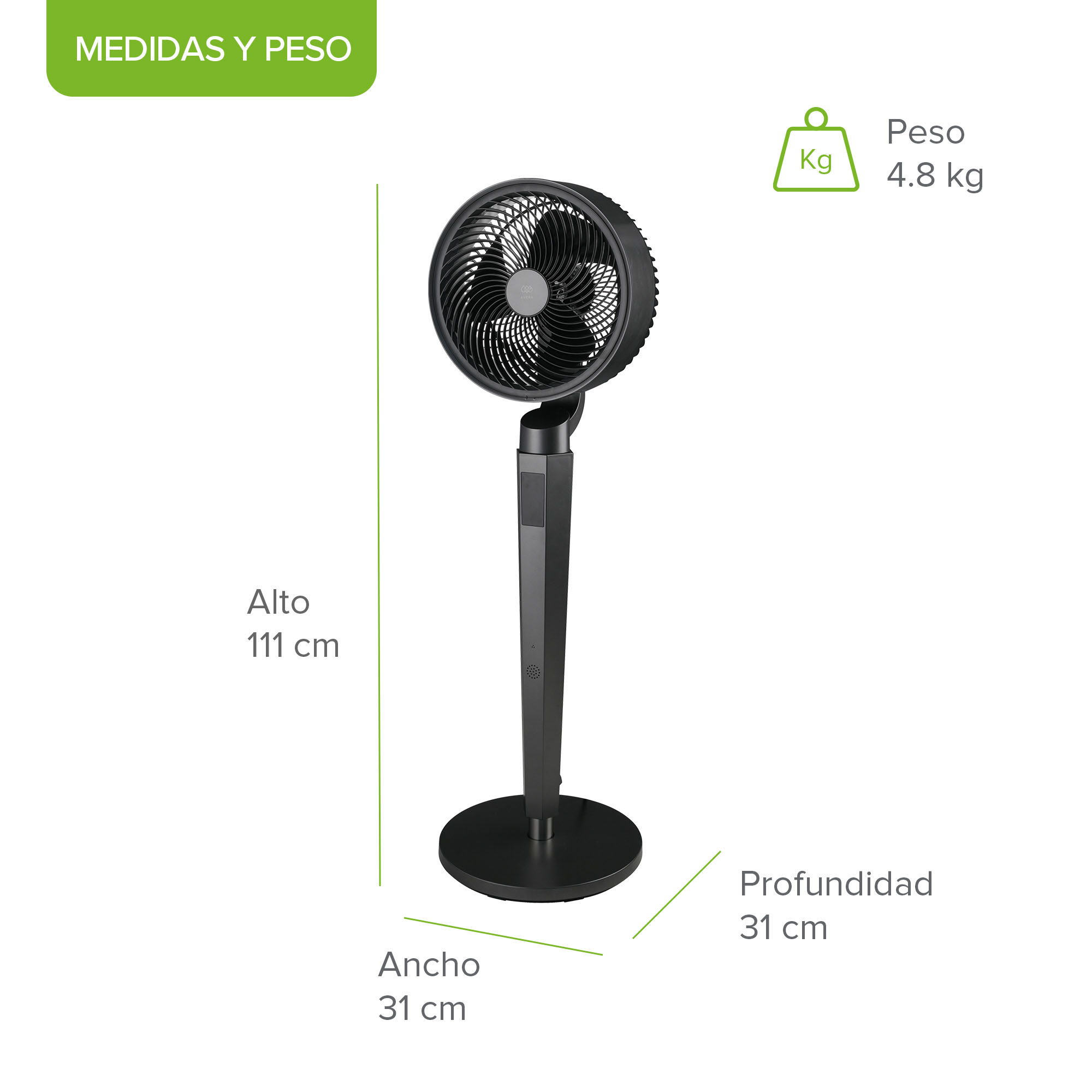 Foto 3 pulgar | Ventilador De Pie 360° Ultra Silencioso, 24 Velocidades, Panel Digital Táctil Y Control Remoto