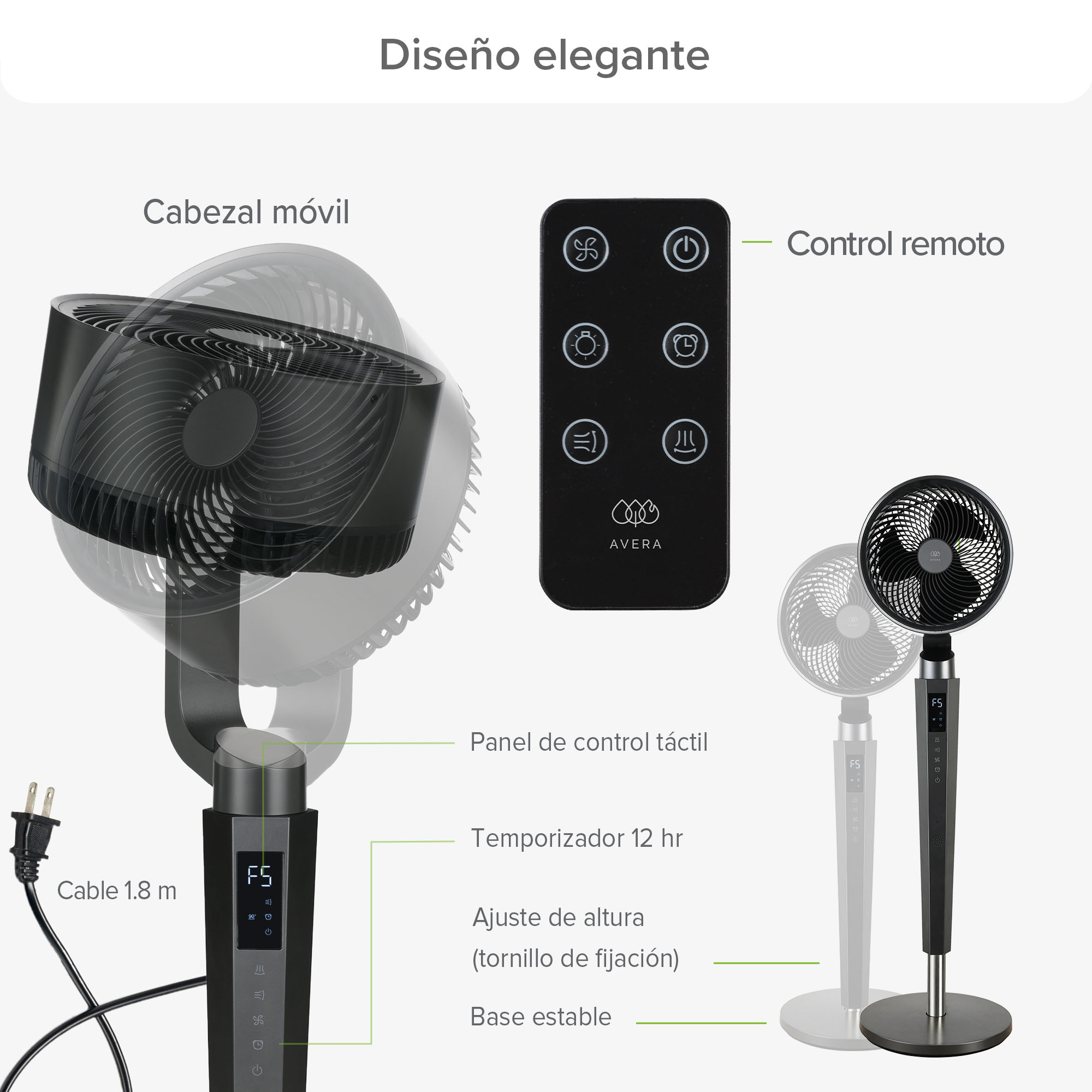 Foto 5 pulgar | Ventilador De Pie 360° Ultra Silencioso, 24 Velocidades, Panel Digital Táctil Y Control Remoto
