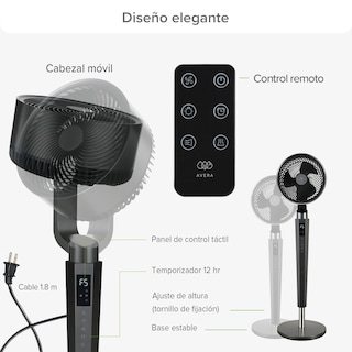 Foto 4 | Ventilador De Pie 360° Ultra Silencioso, 24 Velocidades, Panel Digital Táctil Y Control Remoto