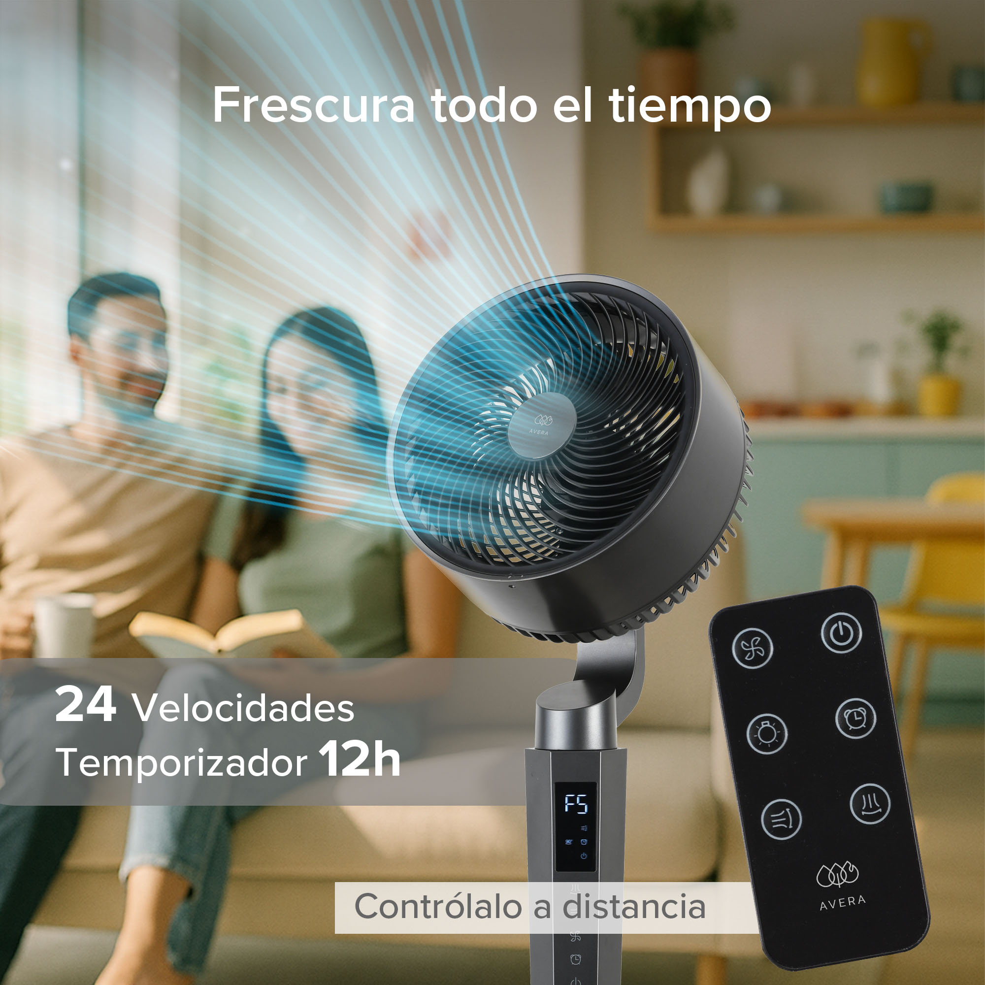 Foto 6 pulgar | Ventilador De Pie 360° Ultra Silencioso, 24 Velocidades, Panel Digital Táctil Y Control Remoto