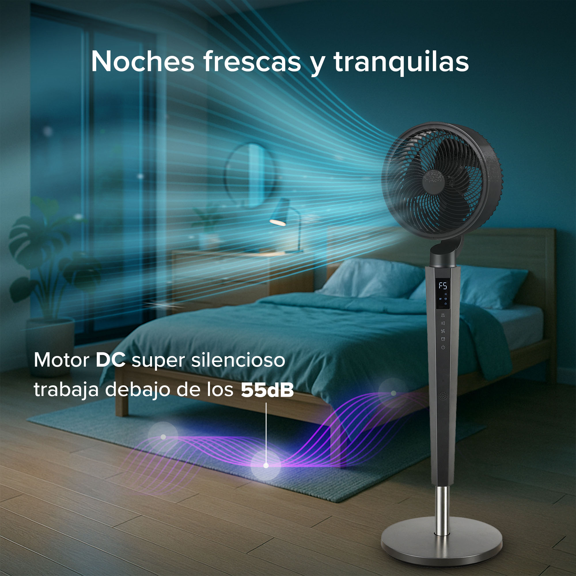 Foto 7 | Ventilador De Pie 360° Ultra Silencioso, 24 Velocidades, Panel Digital Táctil Y Control Remoto