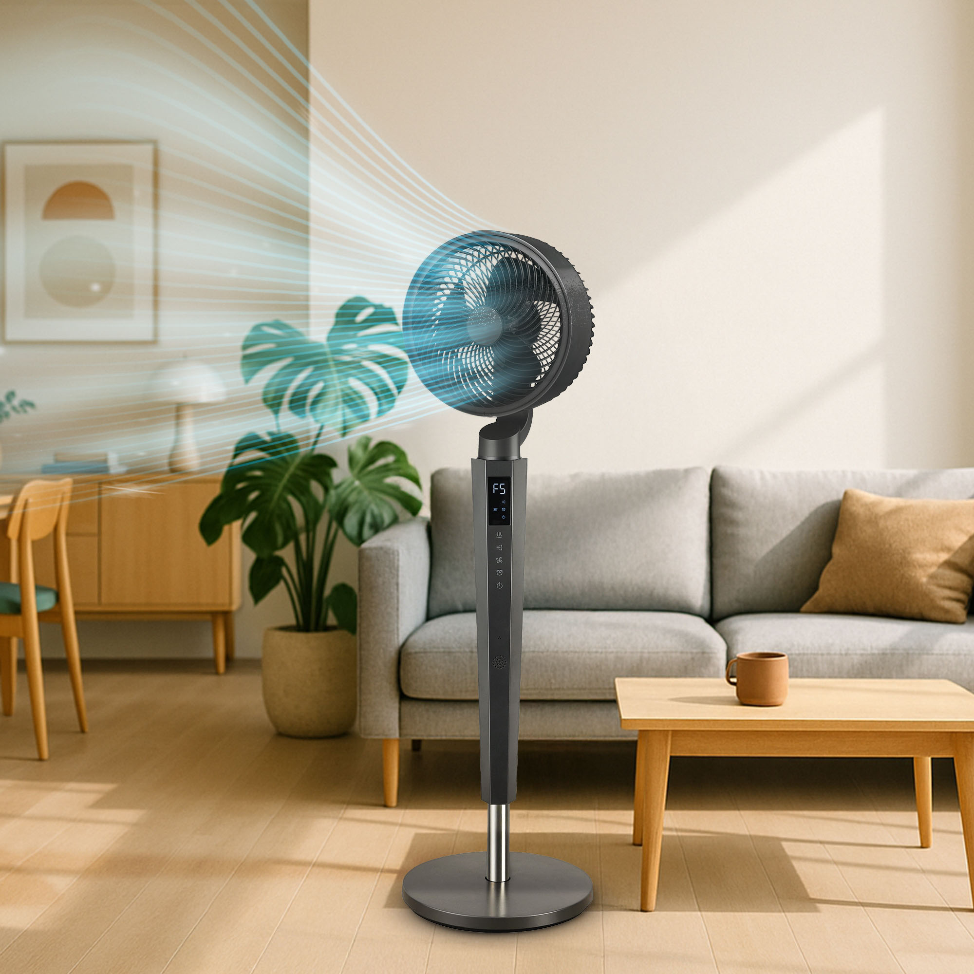Foto 8 | Ventilador De Pie 360° Ultra Silencioso, 24 Velocidades, Panel Digital Táctil Y Control Remoto