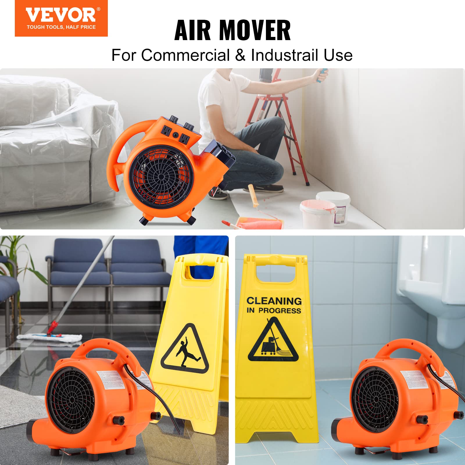 Foto 2 | Secador De Alfombras Air Mover Vevor 1/4 Hp 1000 Cfm 115 V Con Temporizador - Venta Internacional.