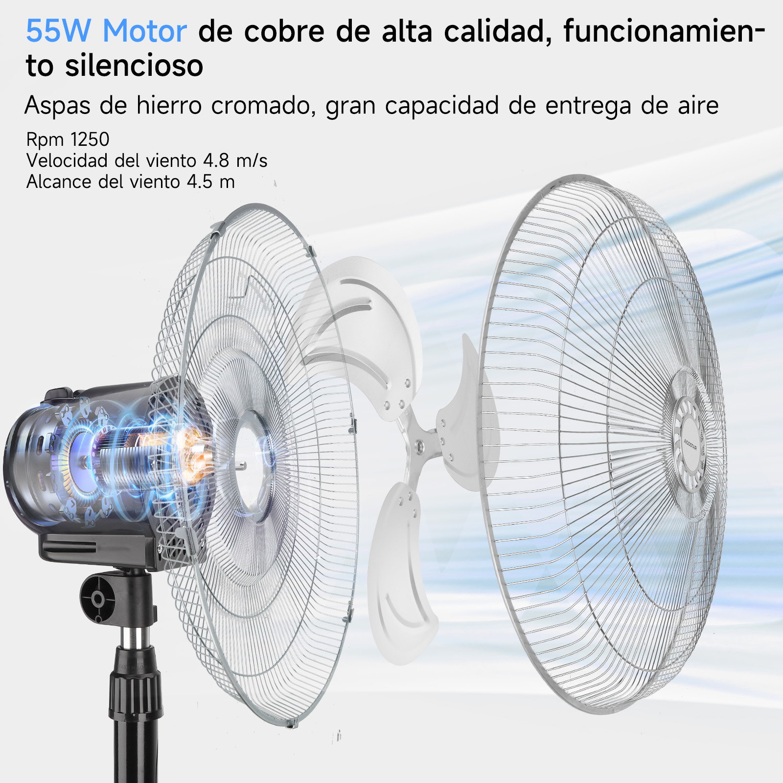 Foto 7 pulgar | Ventilador De Pedestal Metálico 18 Pulgadas, 3 Velocidades