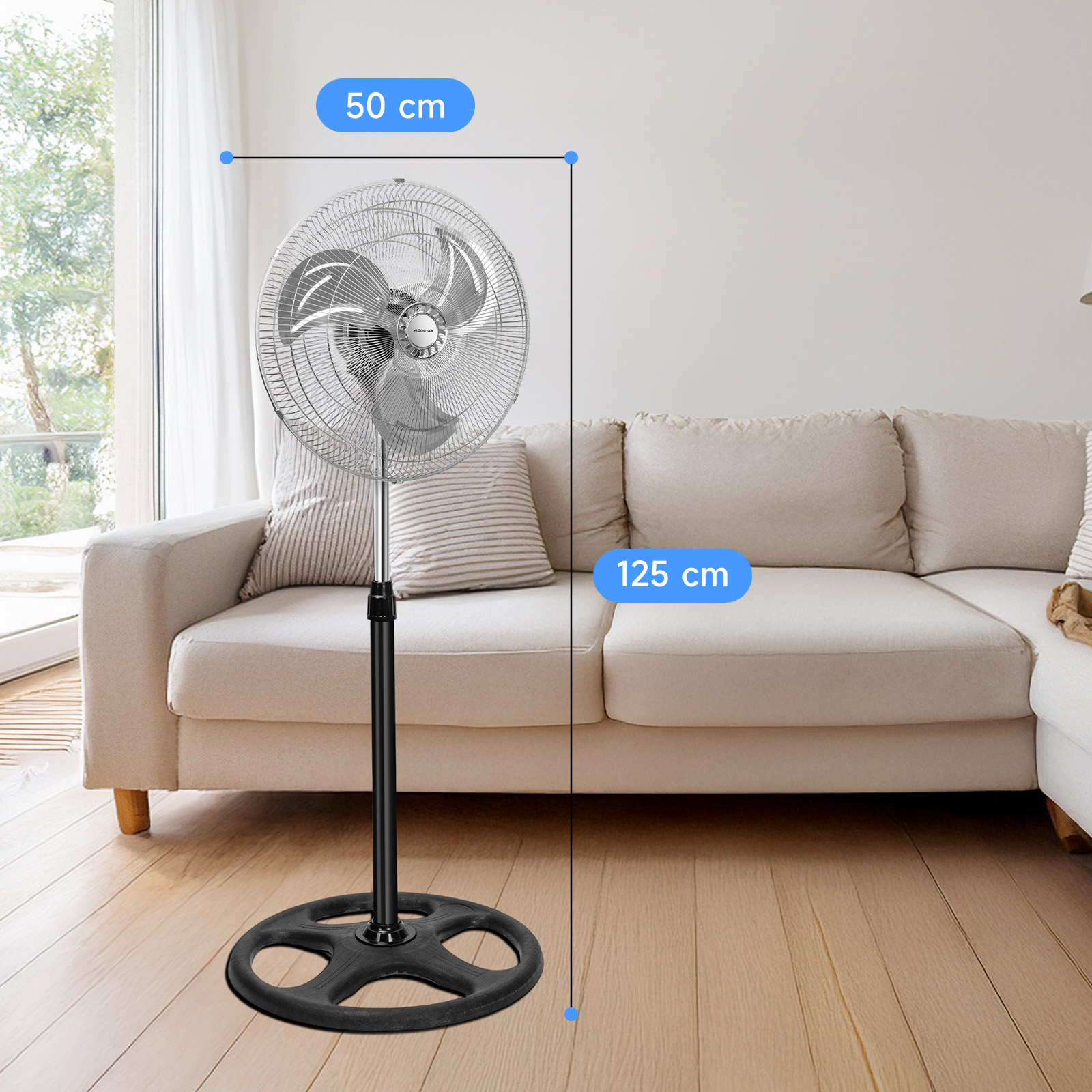 Foto 8 | Ventilador De Pedestal Metálico 18 Pulgadas, 3 Velocidades
