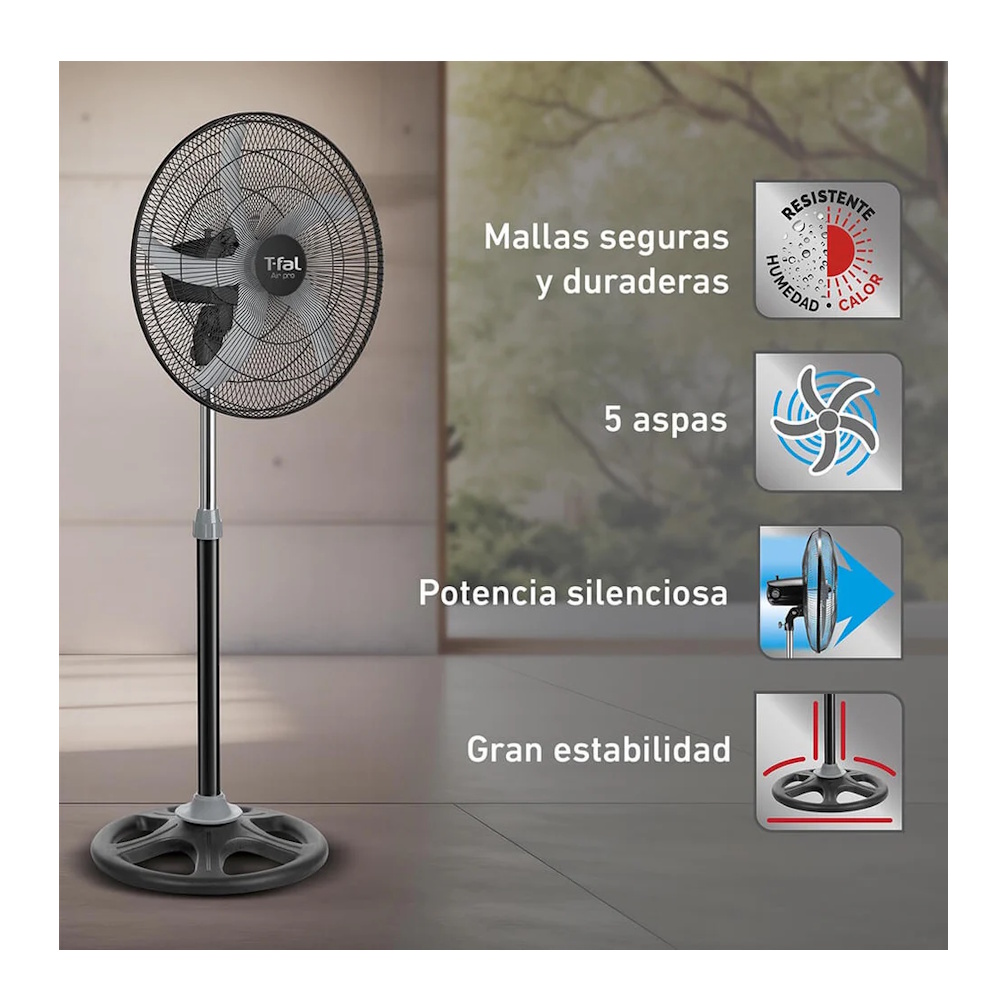 Foto 2 | Ventilador 55 Cm / 22'' Malla Metálica Pedestal 95w Tefal