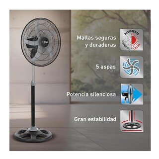 Foto 2 | Ventilador 55 Cm / 22'' Malla Metálica Pedestal 95w Tefal