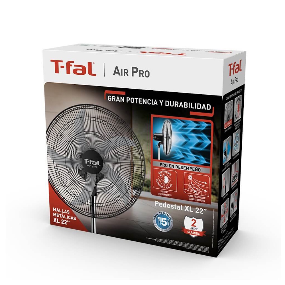 Foto 6 pulgar | Ventilador 55 Cm / 22'' Malla Metálica Pedestal 95w Tefal