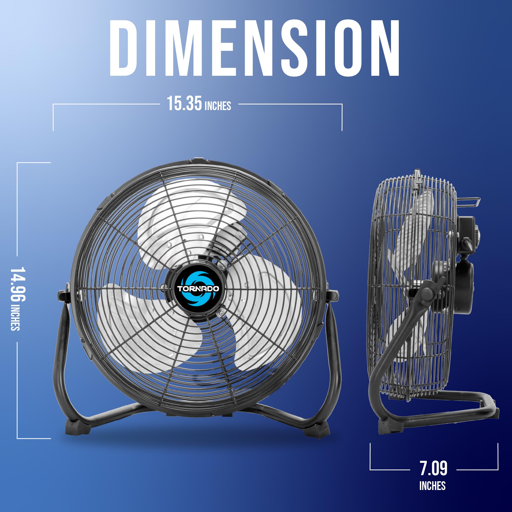 Foto 2 | Ventilador De Suelo Tornado, 30 Cm, Alta Velocidad, 3 Velocidades, Negro - Venta Internacional.