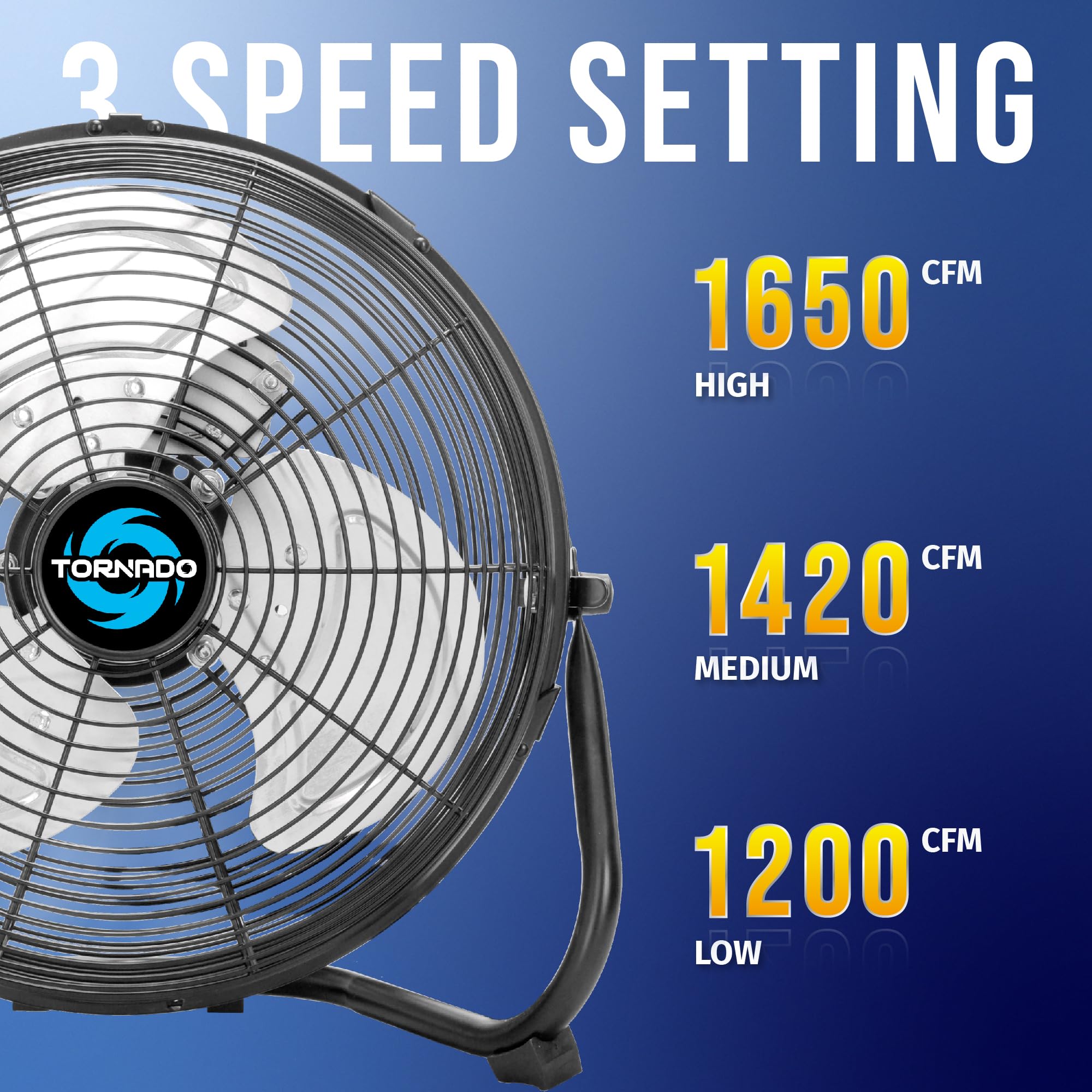 Foto 3 | Ventilador De Suelo Tornado, 30 Cm, Alta Velocidad, 3 Velocidades, Negro - Venta Internacional.